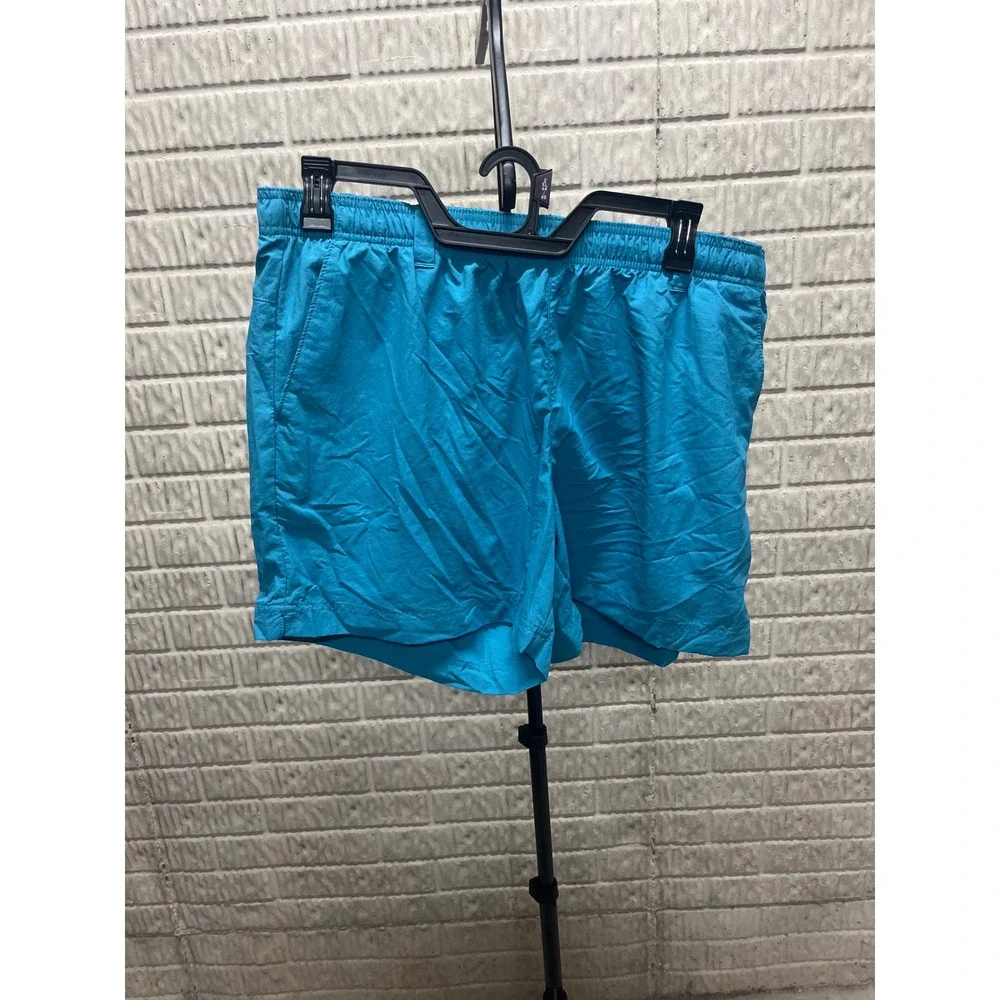 Columbia Mens XL Turquoise Blue Nylon Elastic Waist Mesh Lined Athletic Shorts